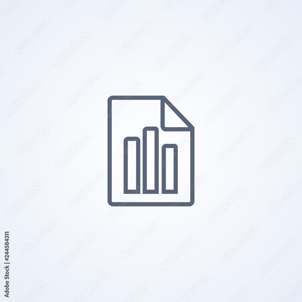 Statistics file, vector best gray line icon Statistics file, vector best gray line icon