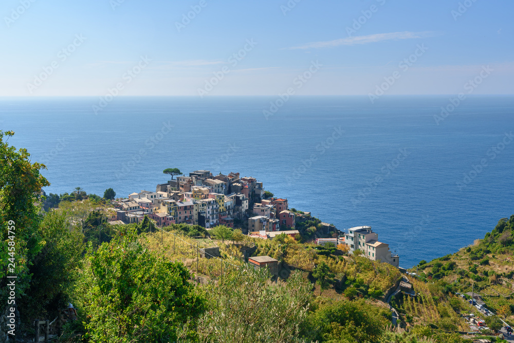 View of Corniglia from mountain. Cinque Terre. Italy