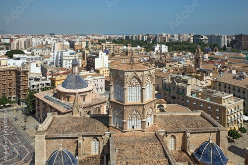 View of Valencia city from the bell tower of the Cathedral