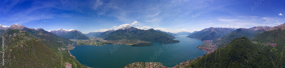 Aerial panorama landscape on Como lake