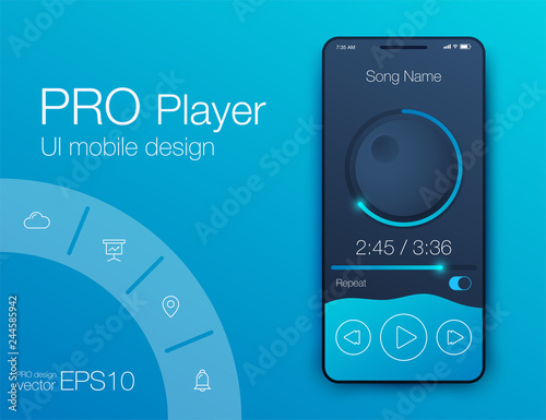 UX audio player templates. Stock vector eps10