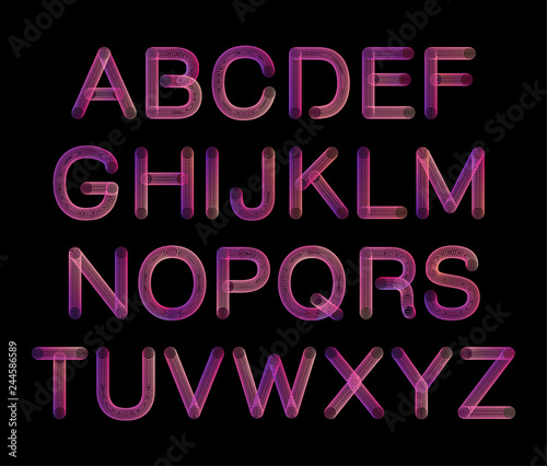 Flexible tube neon spiral 3D gradient Alphabet
