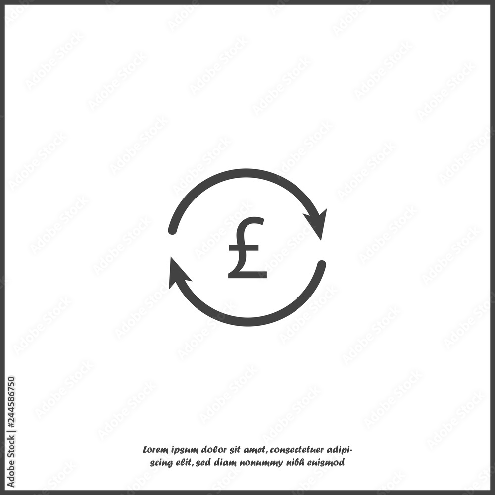 Vector circle icon with arrow and pound sign. Currency exchange symbol on white isolated background. Vector circle icon with arrow and pound sign. Currency exchange symbol on white isolated background.