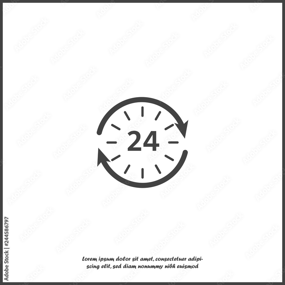 Vector hour icon. Support 24 hours a day. Round the clock on white isolated background Vector hour icon. Support 24 hours a day. Round the clock on white isolated background