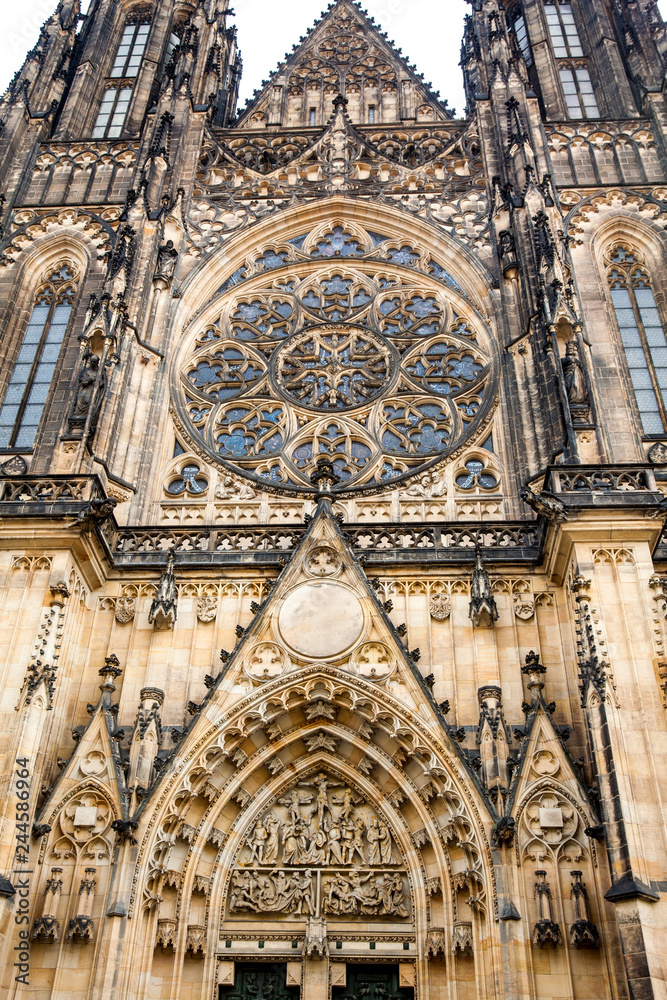 Details of the facade of the Metropolitan Cathedral of Saints Vitus, Wenceslaus and Adalbert in Prague
