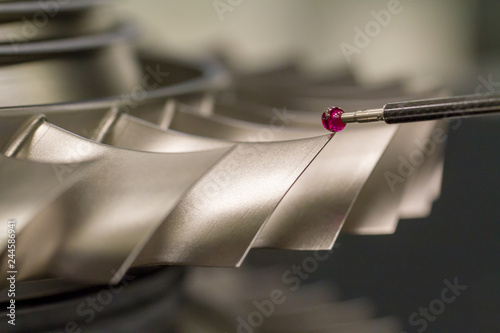inspect dimension metal parts by CMM after machining process in industrial factory