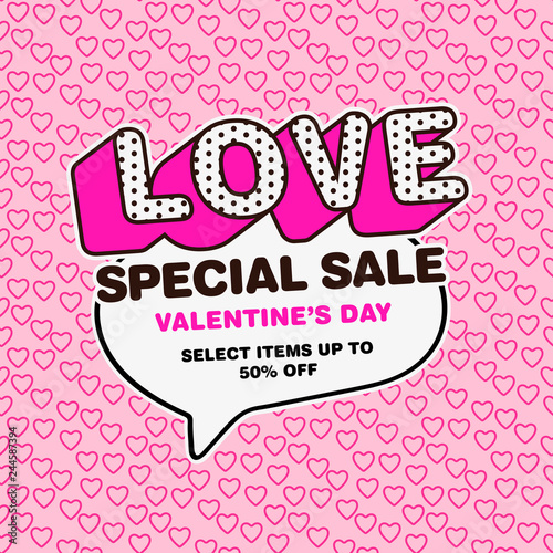Pop art style valentine's day sale design template