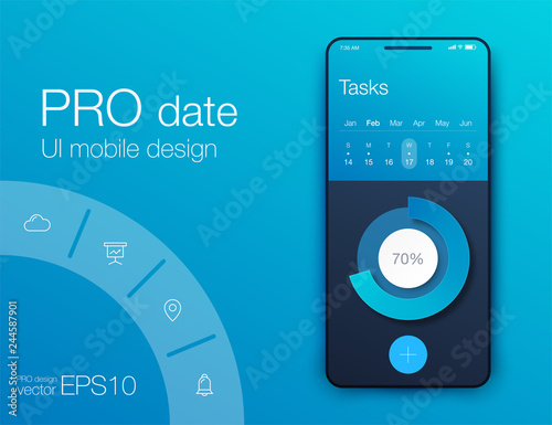 Fitness app. Ui ux design. UI design concept with web elements