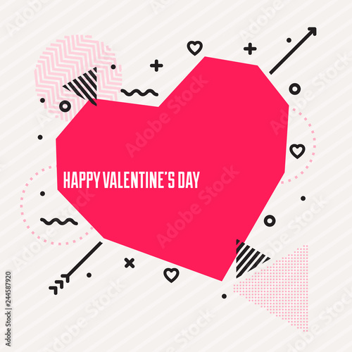 Geometric style valentine's day greeting card - memhpis style design