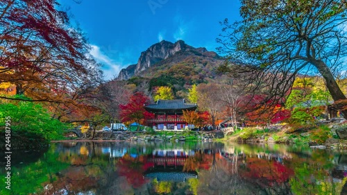Time Lapse Baekyangsa Temple in Naejangsan Park Fall in Korea