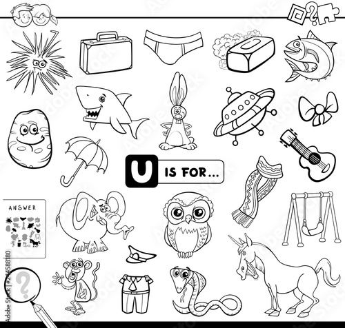 U is for educational game coloring book