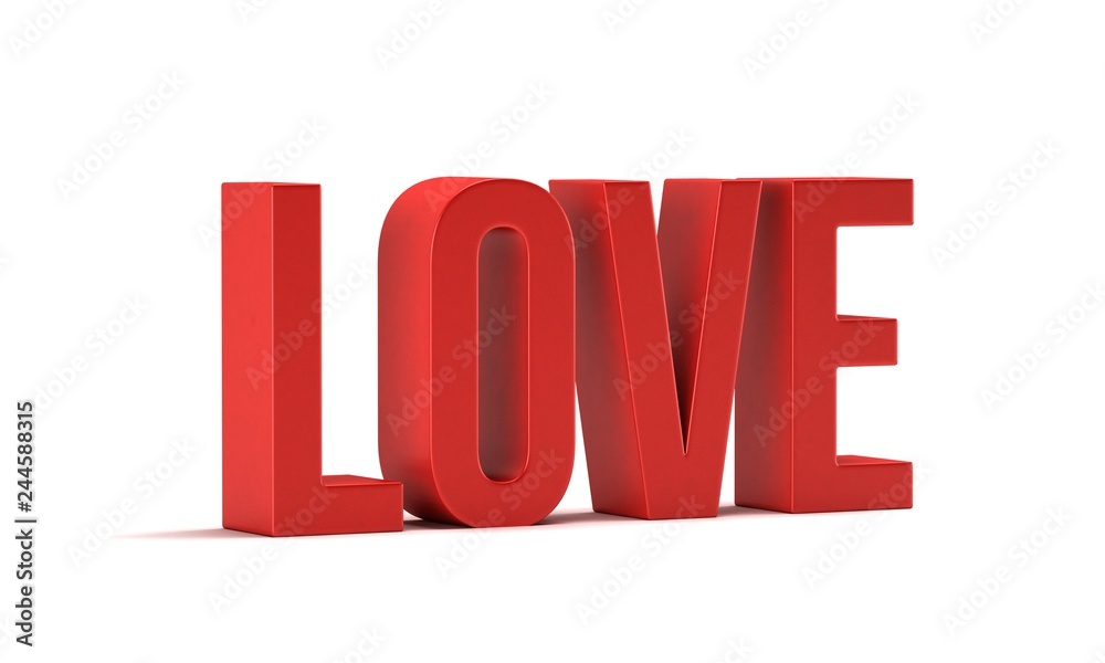 Love word. 3D Render illustration in white background Love word. 3D Render illustration in white background