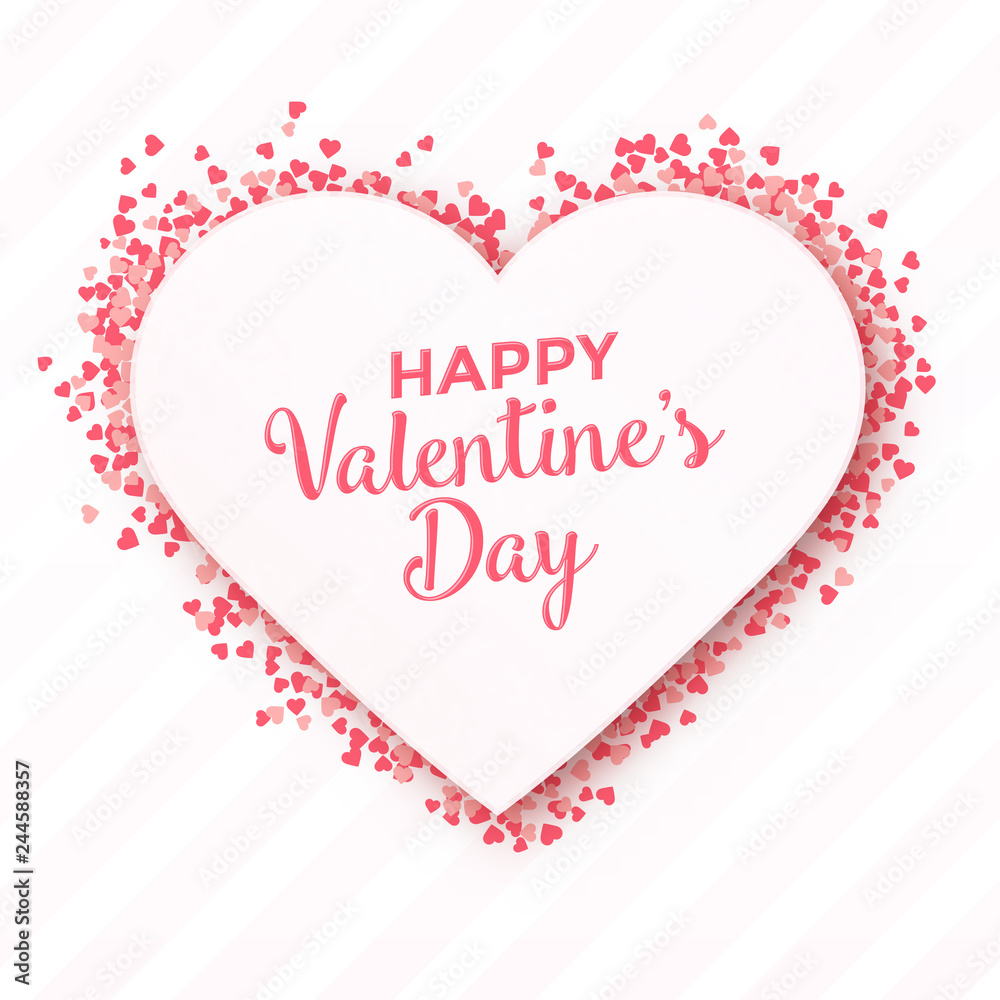 Valentine's day greeting card design with heart confetti