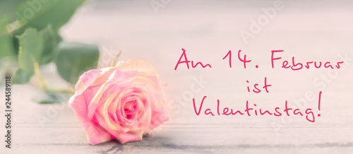 Am 14. Februar ist Valentinstag, Dekoration mit Rose