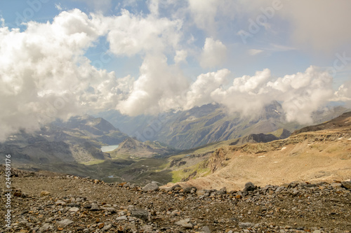 Panoramic view of the mountain range and valleys of Monte Rosa