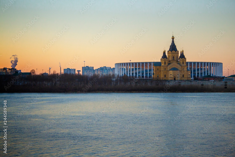 Alexander Nevsky Cathedral in Nizhny Novgorod located at the confluence of the Oka and Volga rivers