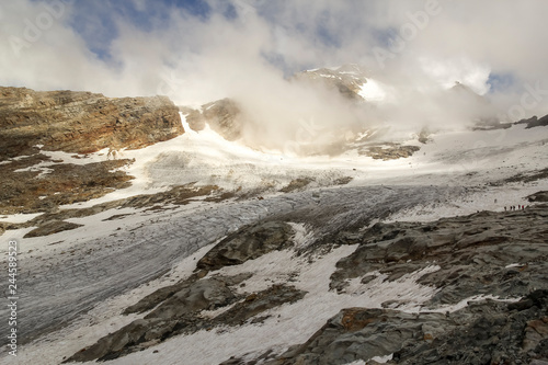 Lyskamm glacier from Indren Peak on the Monte Rosa massif