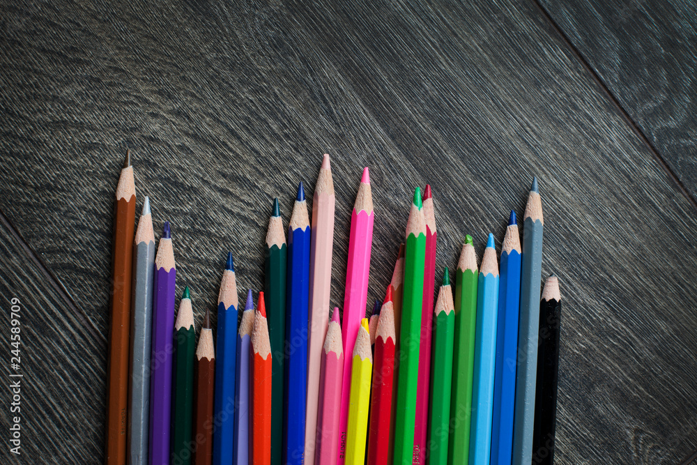 Coloured pencils isolated on the black background Coloured pencils isolated on the black background