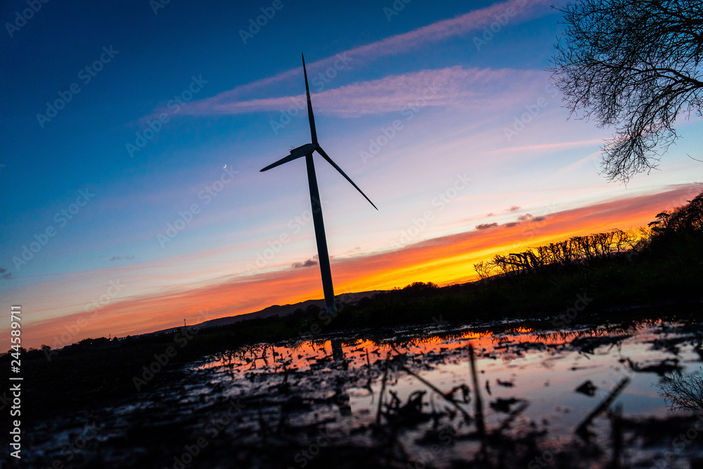 Obraz premium Renewable energy evening sunset.