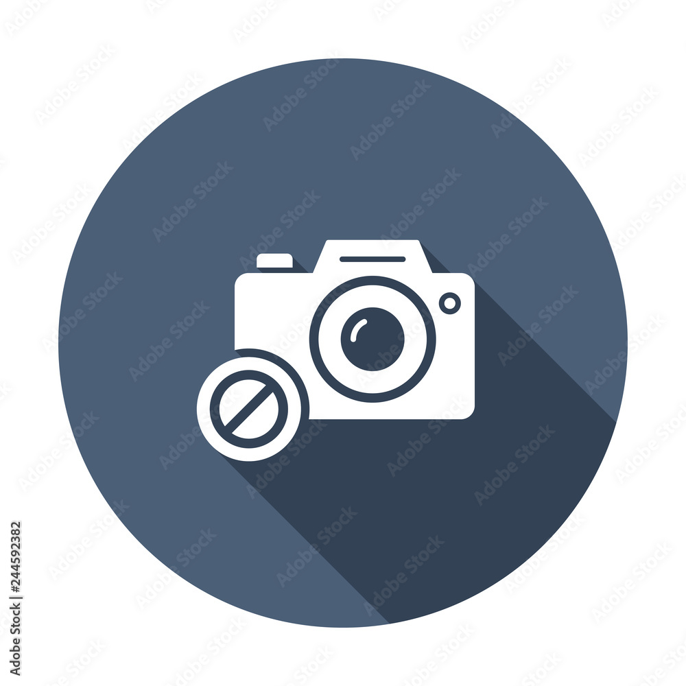 Photo camera icon, technology icon with not allowed sign. Photo camera icon and block, forbidden, prohibit symbol. Vector illustration Photo camera icon, technology icon with not allowed sign. Photo camera icon and block, forbidden, prohibit symbol. Vector illustration