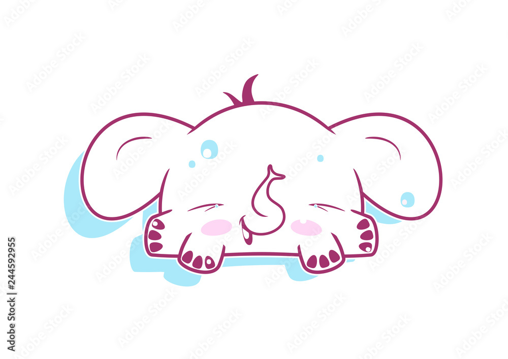 Cute cartoon elephant in Japanese kawaii style. Flat vector. Cute cartoon elephant in Japanese kawaii style. Flat vector.