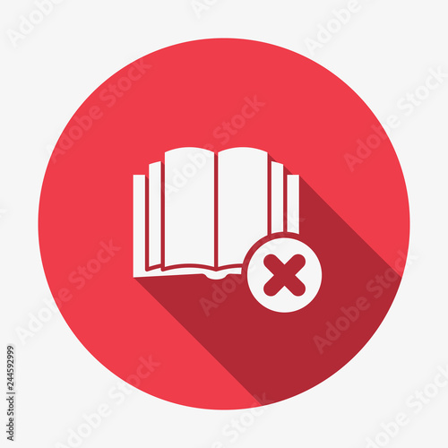 Book icon, education icon with cancel sign. Book icon and close, delete, remove symbol. Vector illustration