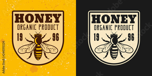 Honey and beekeeping two colored vector emblem