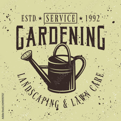 Watering can vector gardening service emblem