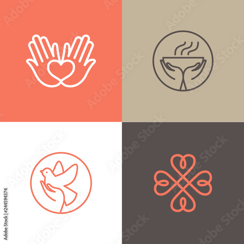 Vector set of logo design templates - charity and volunteer concepts ropic organisations