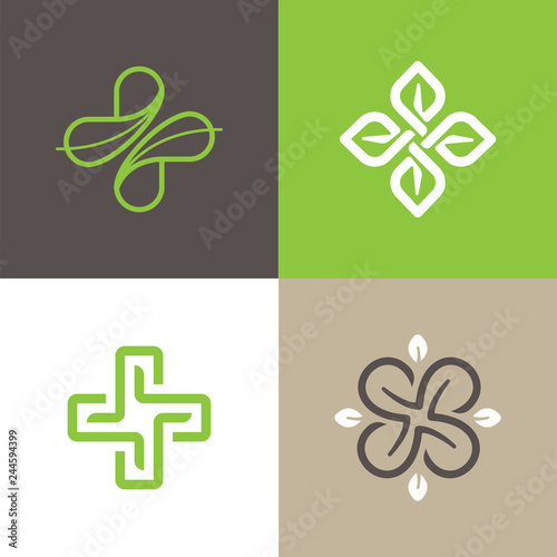 ector set of abstract logos and emblems - alternative medicine