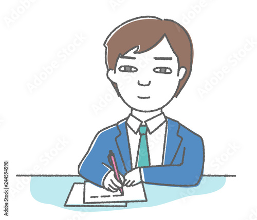 書類を書く男性