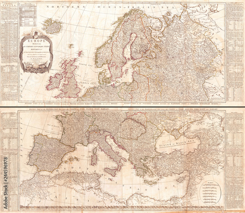 1794  D Anville Two Panel Wall Map of Europe