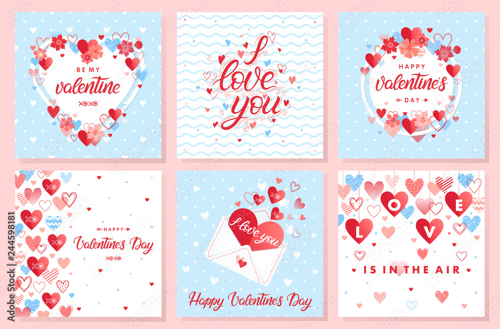 Collection of creative Valentines Day cards.Hand drawn lettering with hearts,arrows,flowers and love letter.Romantic illustrations perfect for prints,flyers,posters,holiday invitations and more. Collection of creative Valentines Day cards.Hand drawn lettering with hearts,arrows,flowers and love letter.Romantic illustrations perfect for prints,flyers,posters,holiday invitations and more.