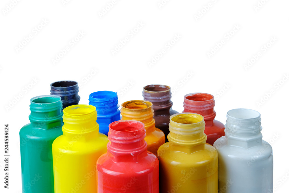 Acrylic paints in the plastic containers Acrylic paints in the plastic containers