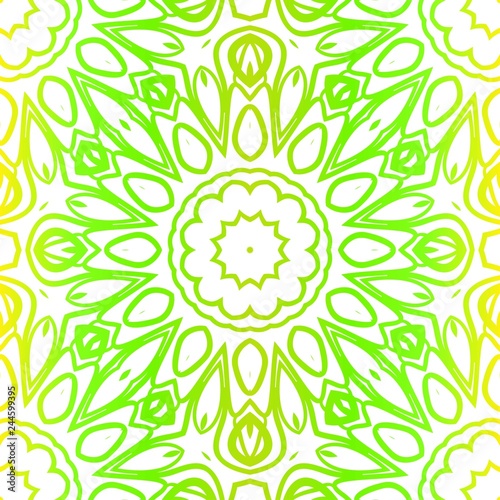 Green color seamless floral lace ornament. Vector illustration. Design for layout, page, background