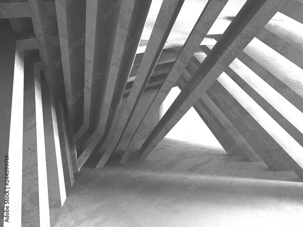 Obraz premium Dark basement empty room interior. Concrete walls