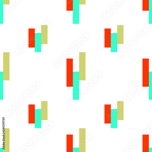 Seamless geometric pattern vector background colorful design vintage retro art with rectangle lines orange aqua blue beige white