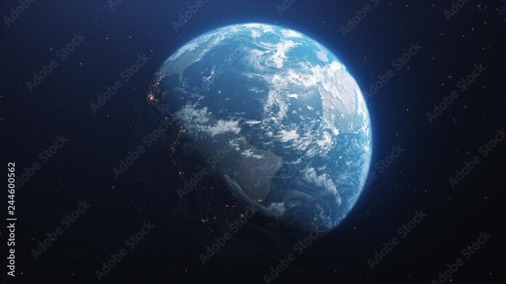The rotation of the planet earth from space