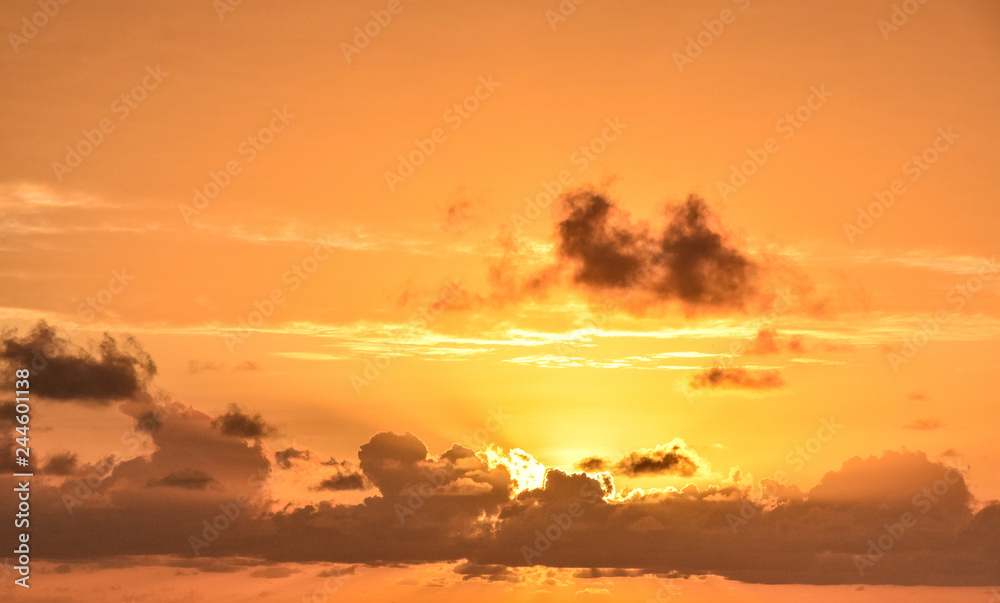 Coloured sunset on Seyshells island. Sea, summer, cloud, sky Coloured sunset on Seyshells island. Sea, summer, cloud, sky