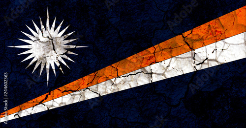 marshall islands country flag painted on a cracked grungy wall