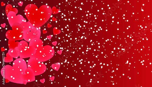 Bright hearts on a red background
