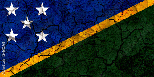 solomon islands country flag painted on a cracked grungy wall