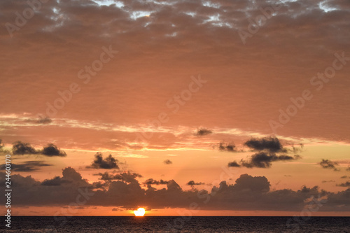 Coloured sunset on Seyshells island. Sea, summer, cloud, sky © I_rishki