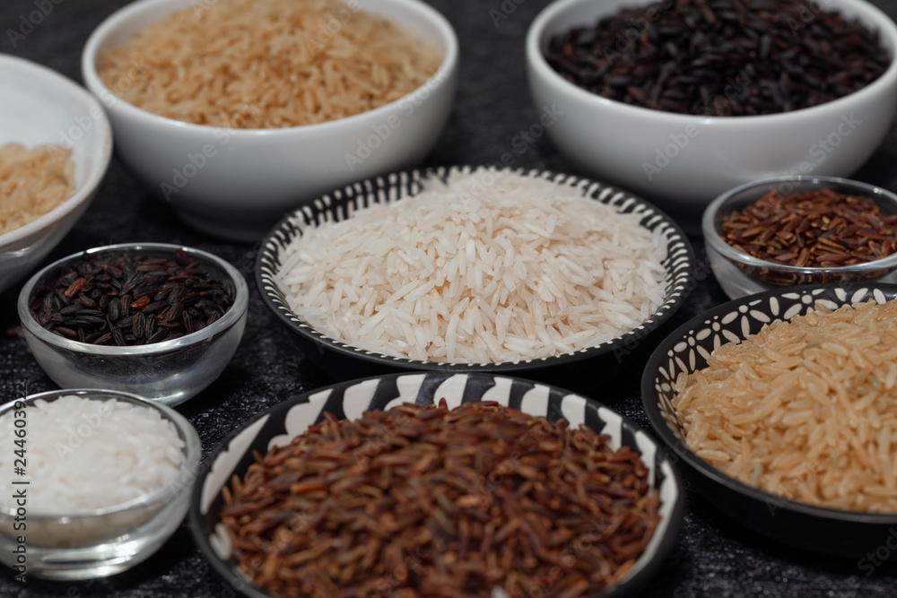 rice, different varieties of raw rice rice, different varieties of raw rice
