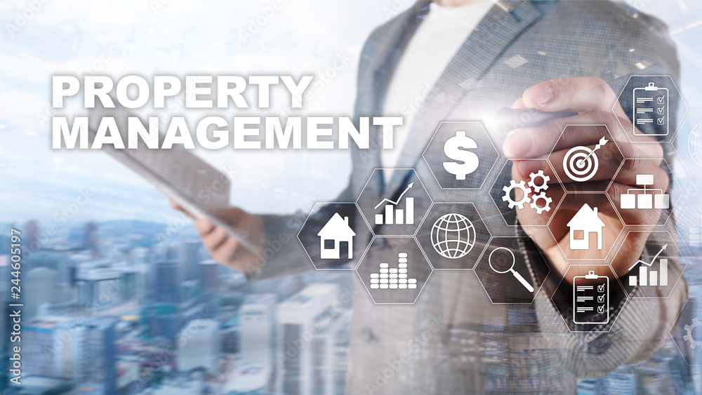 Property management. Business, Technology, Internet and network concept. Abstract Blurred Background. Property management. Business, Technology, Internet and network concept. Abstract Blurred Background.