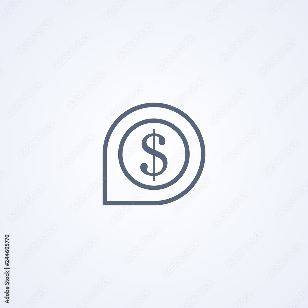 Bank location, vector best gray line icon Bank location, vector best gray line icon