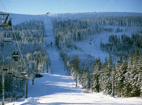 Karkonosze Mountains, Poland: February, 2011 - ski lift on Kopa Mountain, Karpacz photo