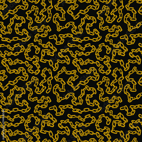 Golden chain seamless pattern. Vector background