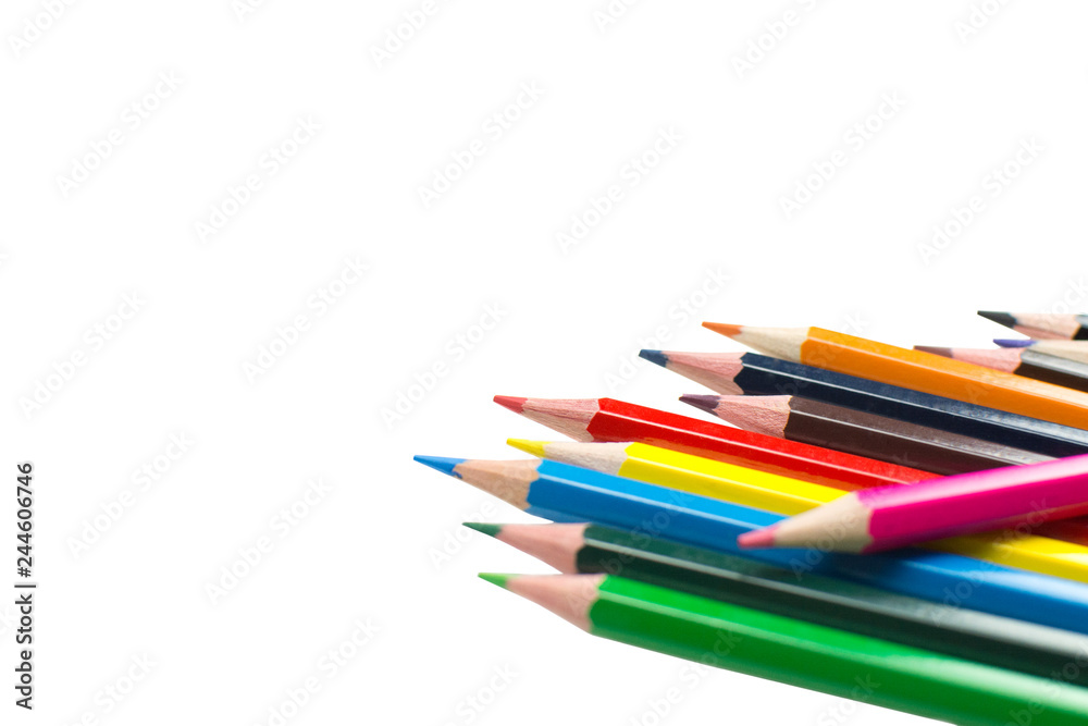 .colored pencils isolated on white background .colored pencils isolated on white background