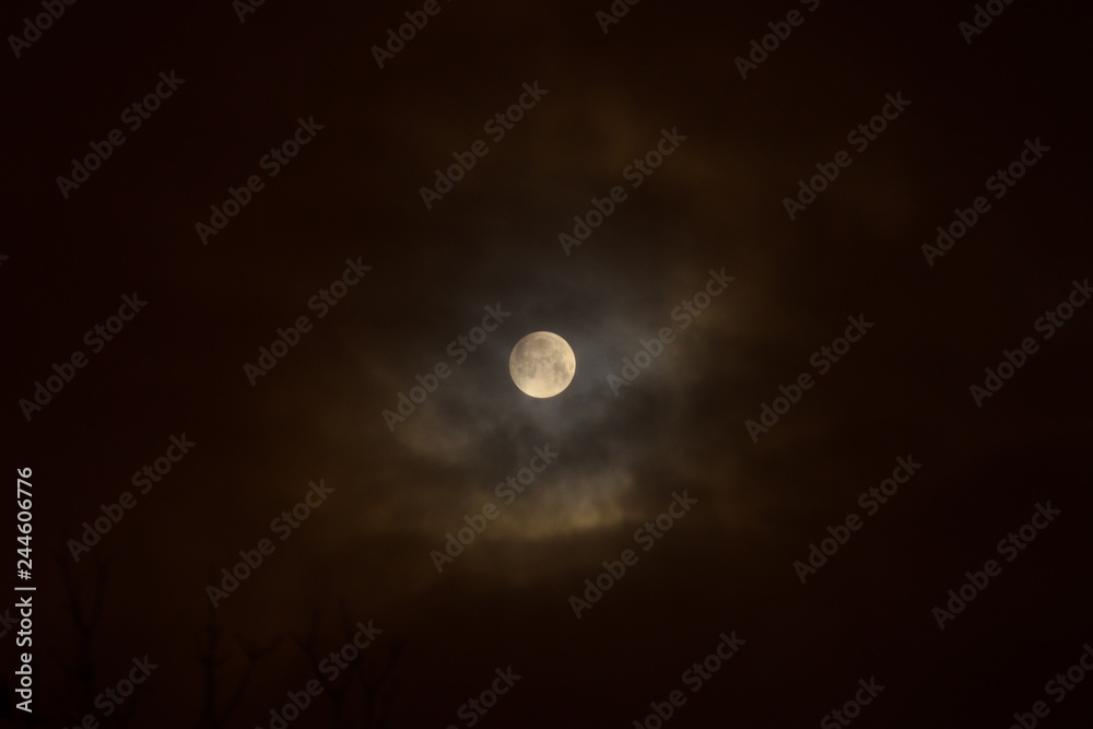 Moon eclipse in full moon. Super blue blood moon